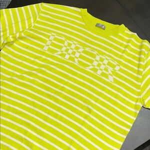 Dior Neon Yellow and White Striped Tee